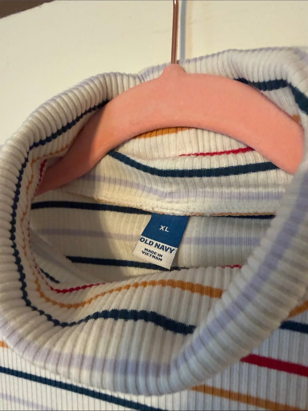 Old Navy Ribbed Turtleneck Sweater with Colorful Stripes